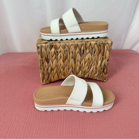 Reef Womens Banded Horizon Hi Slide Sandals White Tan Footbed Size 7 - Picture 4 of 8